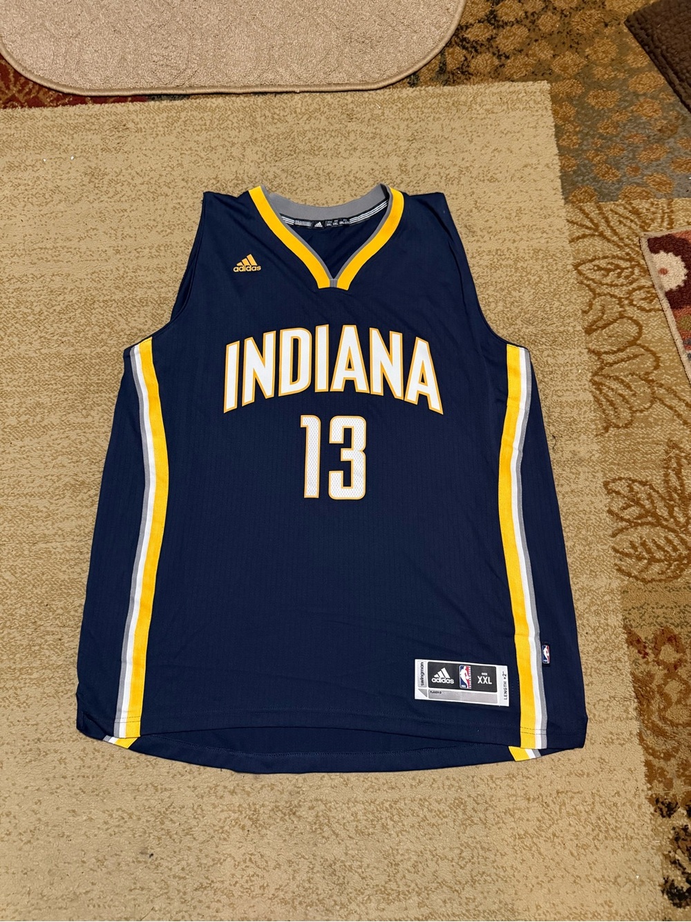 adidas Indiana Pacers Navy and Gold Basketball Jersey #13 Paul George XXL